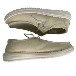 Hey Dude Women's Wendy Off White Canvas Shoes Youth Size 4